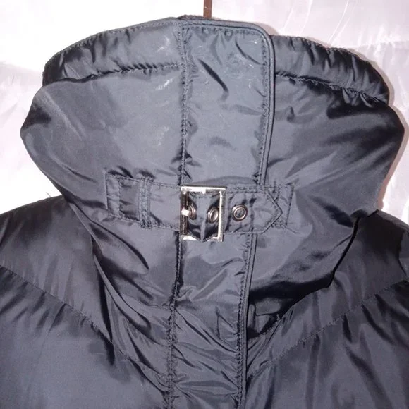 Cole Haan Black Women's Down Coat Jacket with Knit Collar size Large - Picture 7 of 12